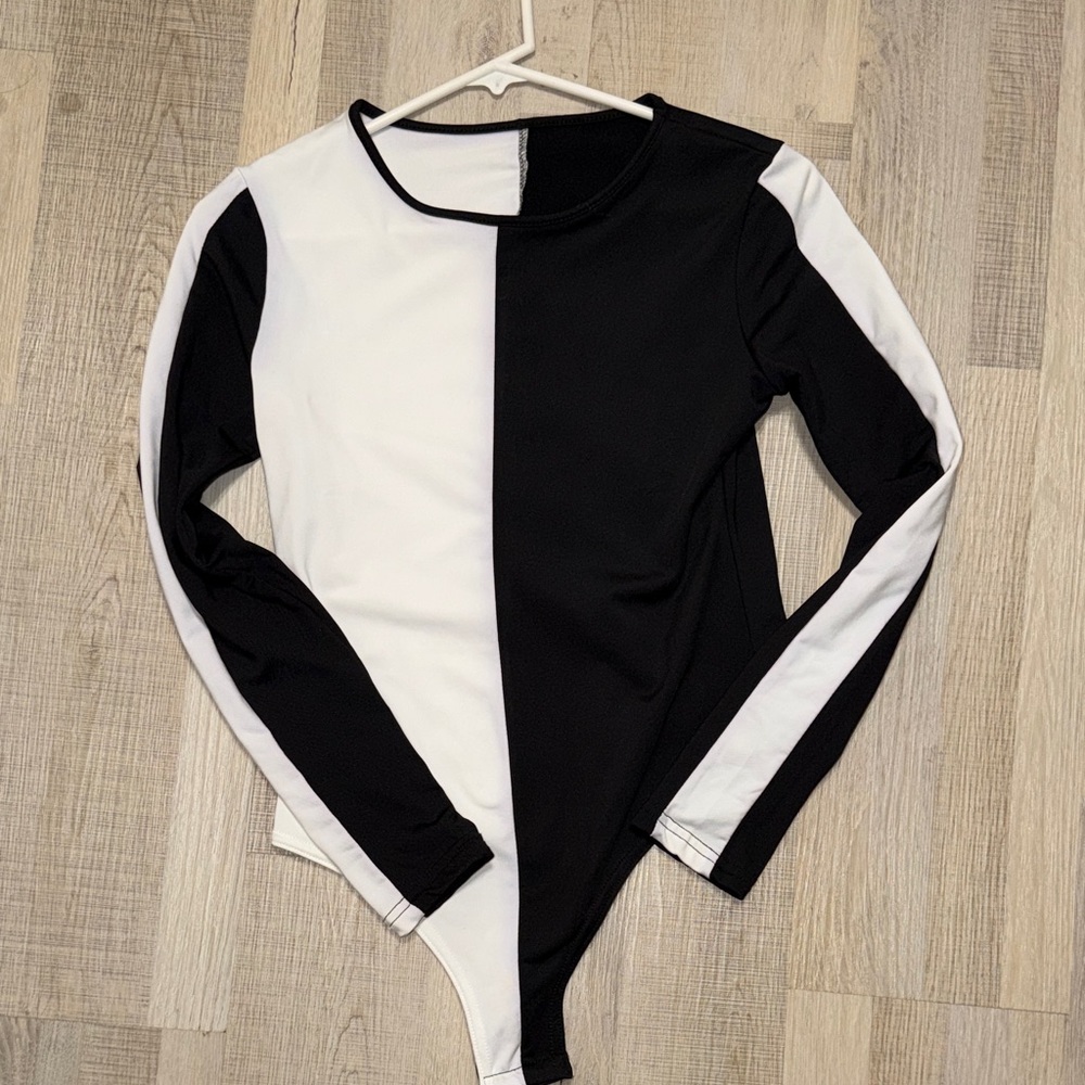 Black and White long sleeve body suit